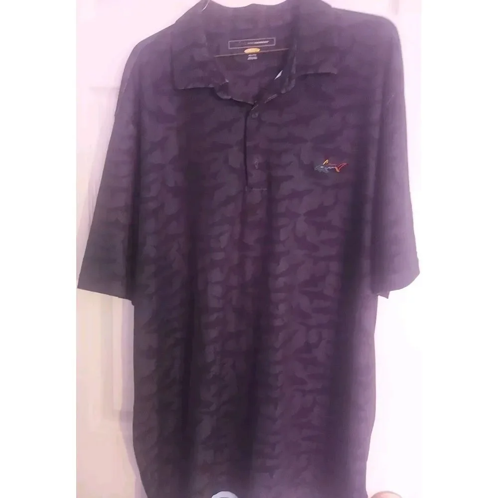 Greg Norman Play‎ Day 1/4 Button Down Polo Short Sleeve 2xl Black